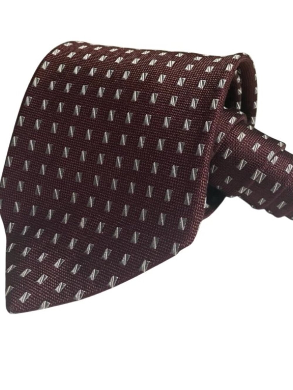 Ermenegildo Zegna Made in Italy 100% Silk Red Burgundy Design Print Men Neck Tie
